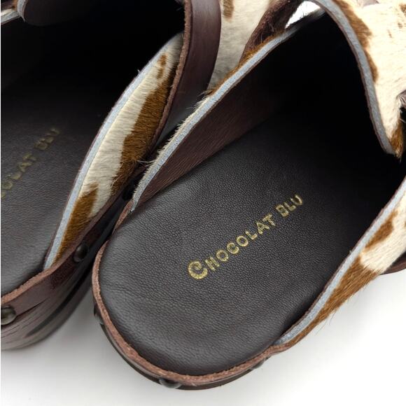 Chocolat Blu Yuna Genuine Calf Hair Clog Women's Cow Print Size US5 EU35 - Picture 11 of 12